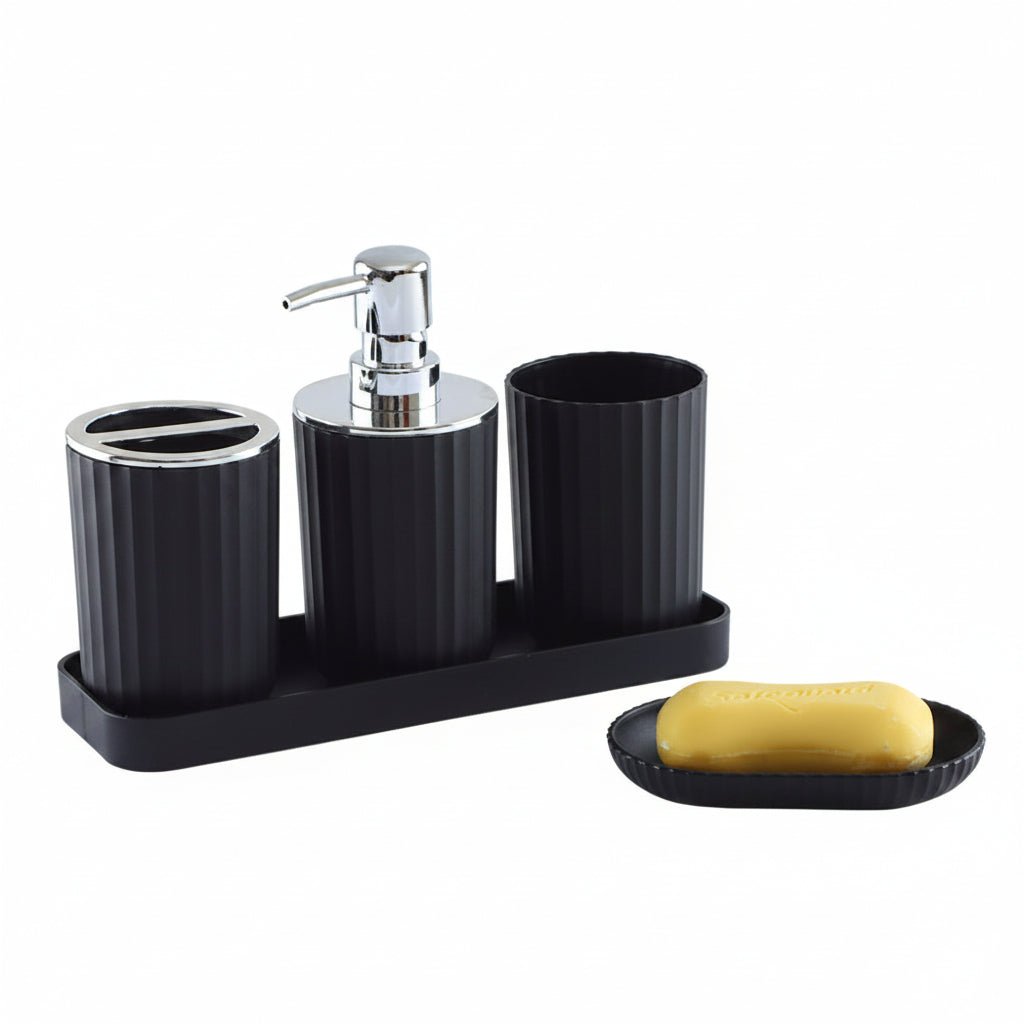 Bathroom Accessories Set, 5 Piece Bathroom Set with Soap Dispenser and Soap Dish, Toothbrush Holder with Cup and Tray_11