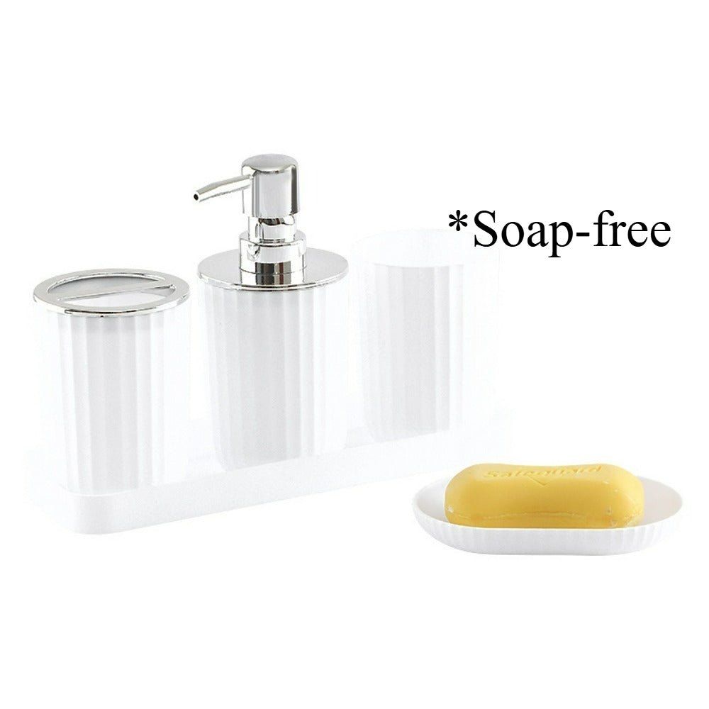 Bathroom Accessories Set, 5 Piece Bathroom Set with Soap Dispenser and Soap Dish, Toothbrush Holder with Cup and Tray_12