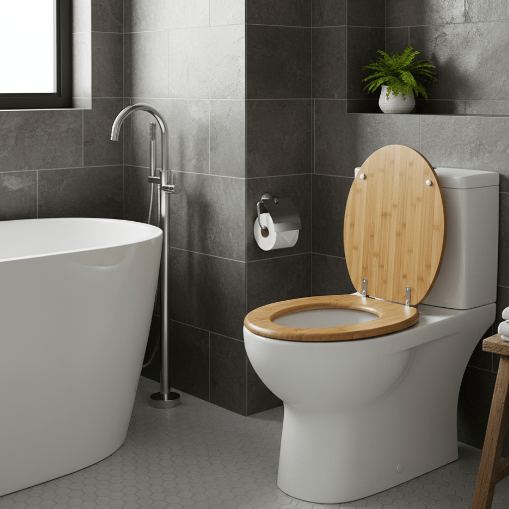 Toilet Seat with Soft Close, Wooden Toilet Seat with Adjustable Hinges, Oval Replacement Toilet Seat_02
