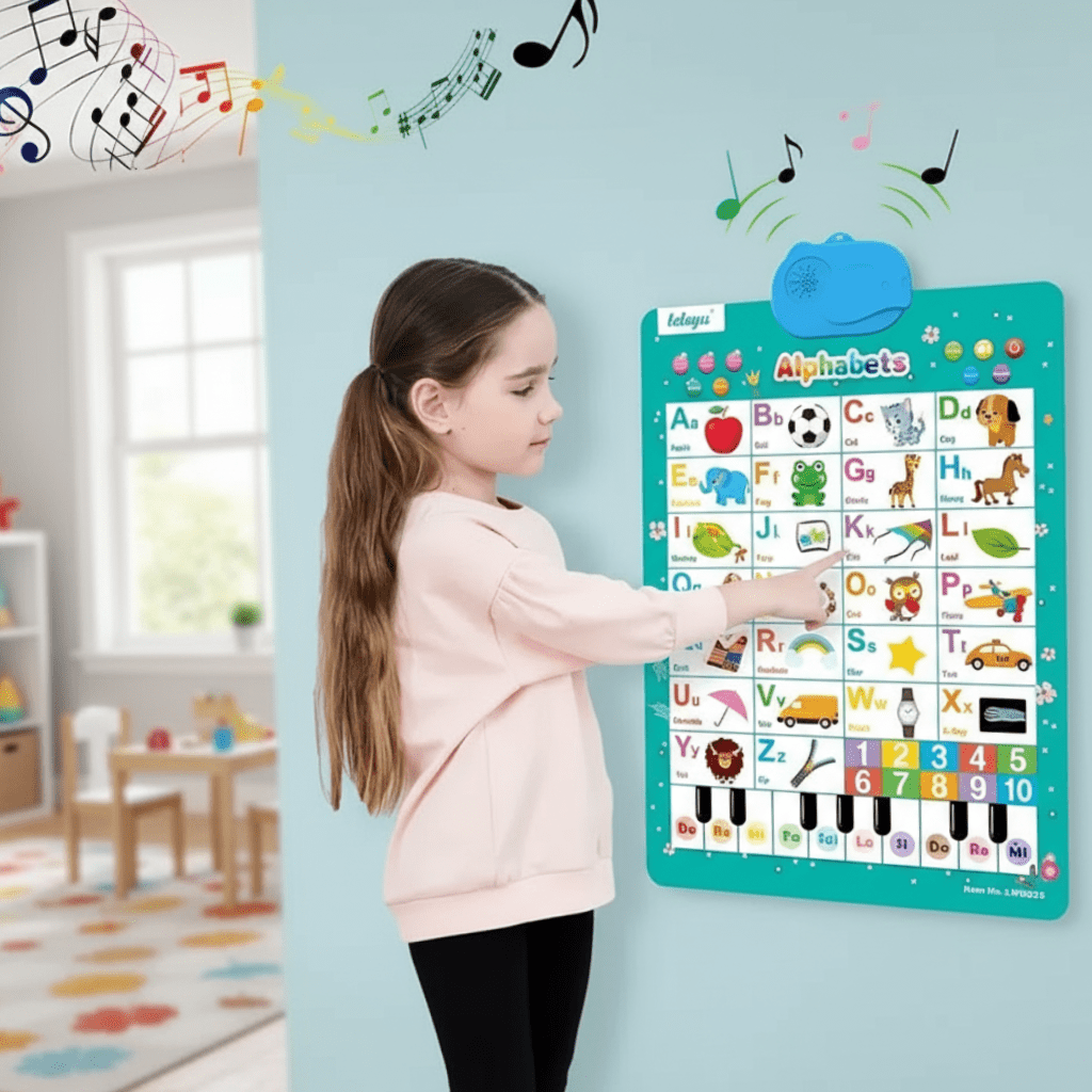 Talking ABC Wall Poster for Toddlers, Interactive Alphabet Poster with Songs, Educational Toys for 2 Year Olds