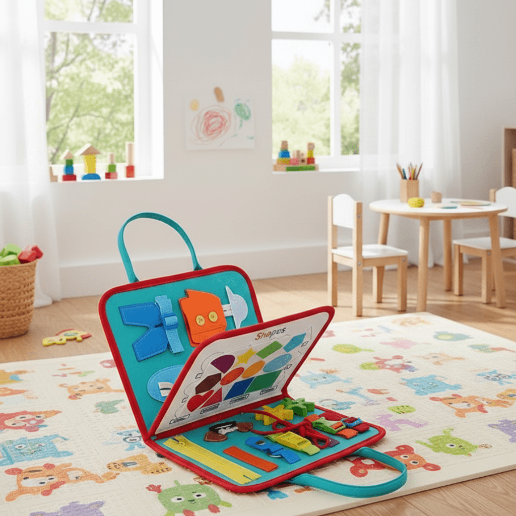 Montessori Busy Book, Sensory Book with Colours and Shapes, Montessori Toys for 2 Year Olds, Toys for 3 Year Olds_00