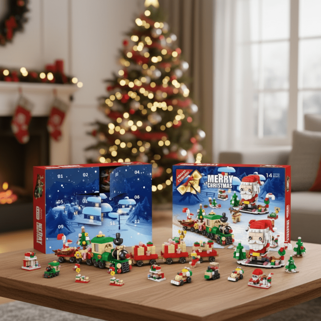Kids Advent Calendar with 12 Doors, Building Blocks Christmas Tree, Christmas Countdown Toy Advent Calendar for Age 6+