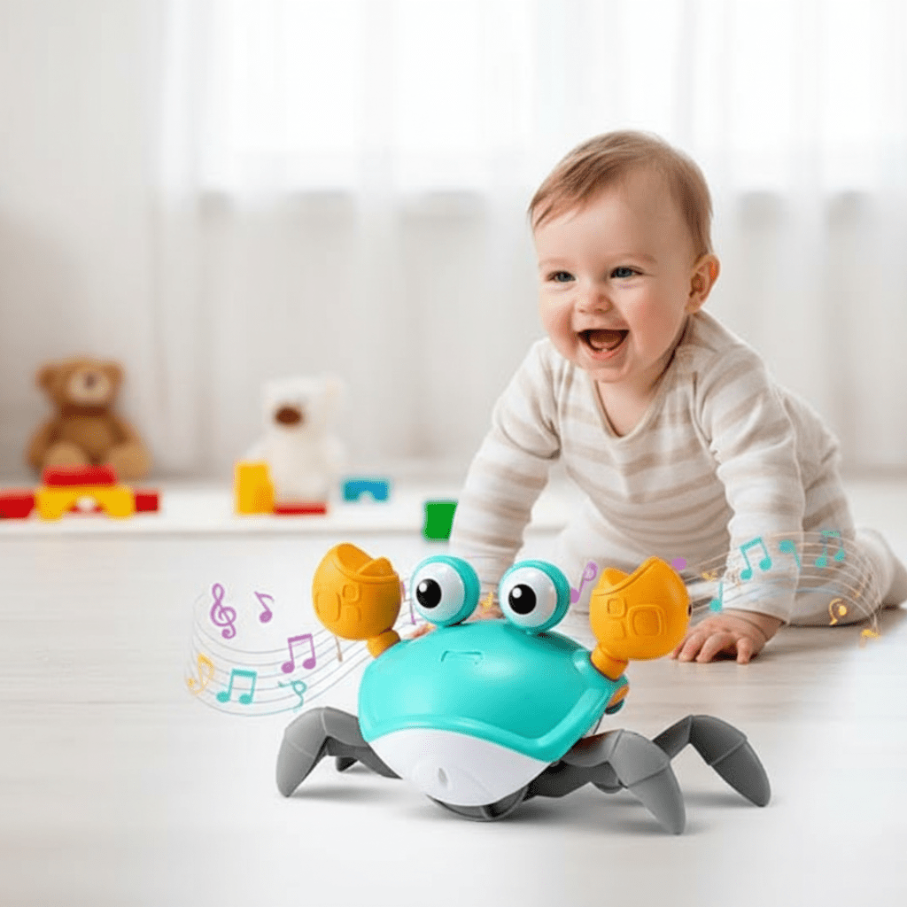 Baby Toys, Rechargeable Crawling Crab Toy with Music and Lights