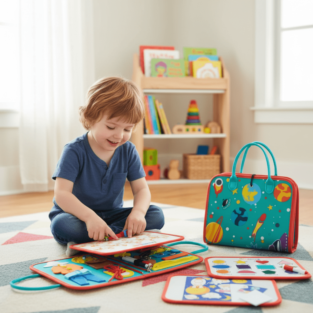 Montessori Busy Book, Felt Quiet Book with Textures, Montessori Toys for 2 Year Olds, Sensory Book for Fine Motor Skills