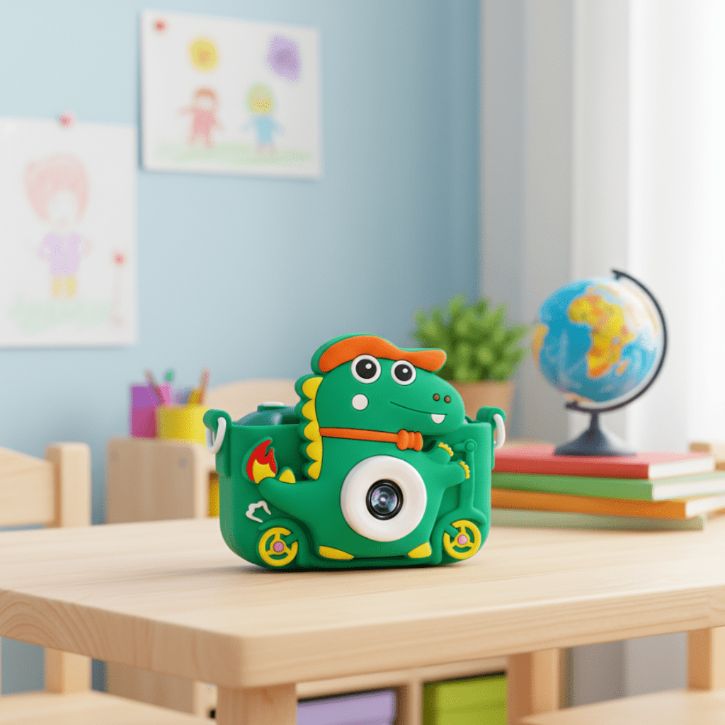 Kids Camera 1080p HD, Childrens Digital Camera with Front and Rear Lens, Dinosaur Camera Toy for Ages 3 to 9