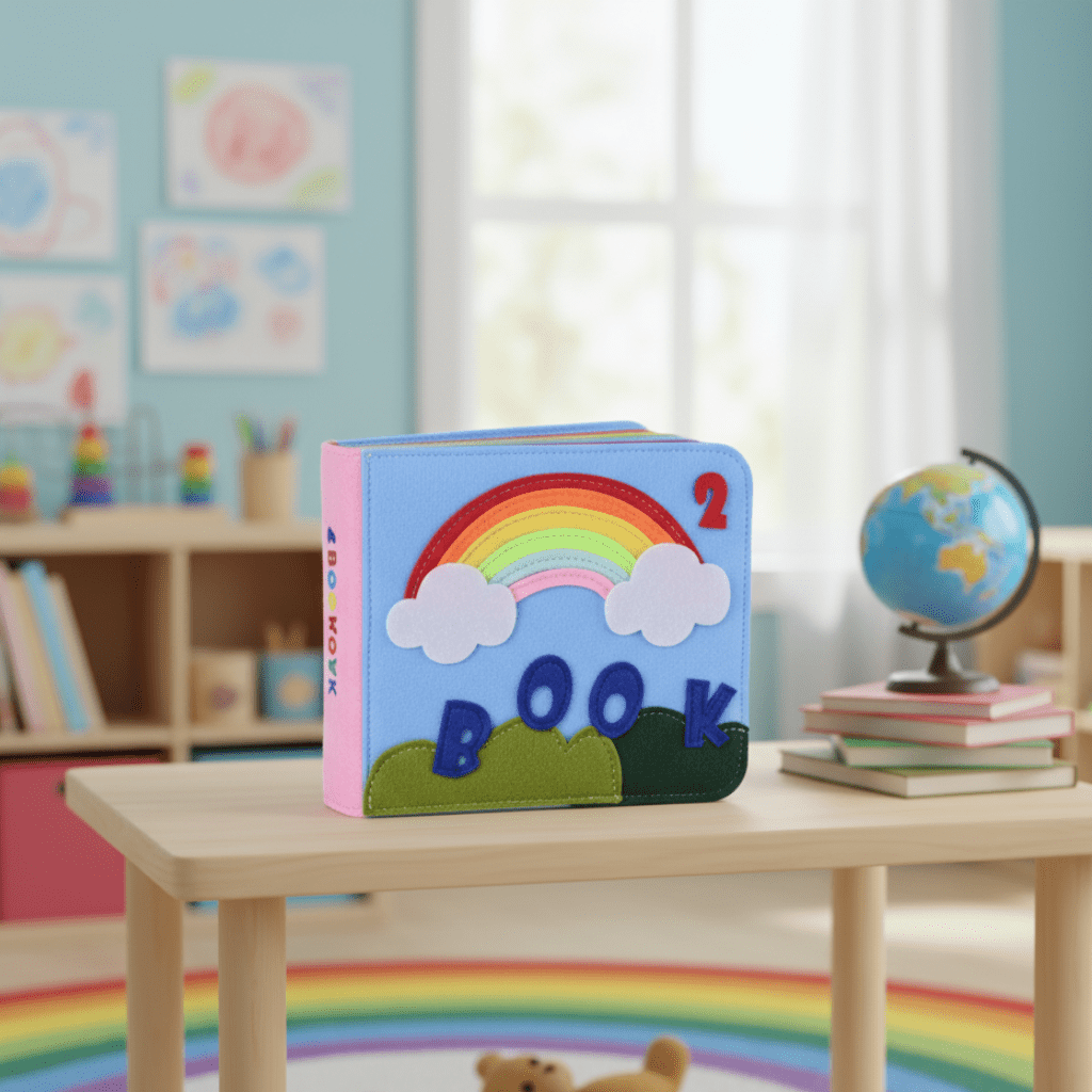 Felt Baby Books, Busy Book for Fine Motor Skills with 10 Pages, Quiet Book for 1 Year Olds, Baby Toys from 12 Months
