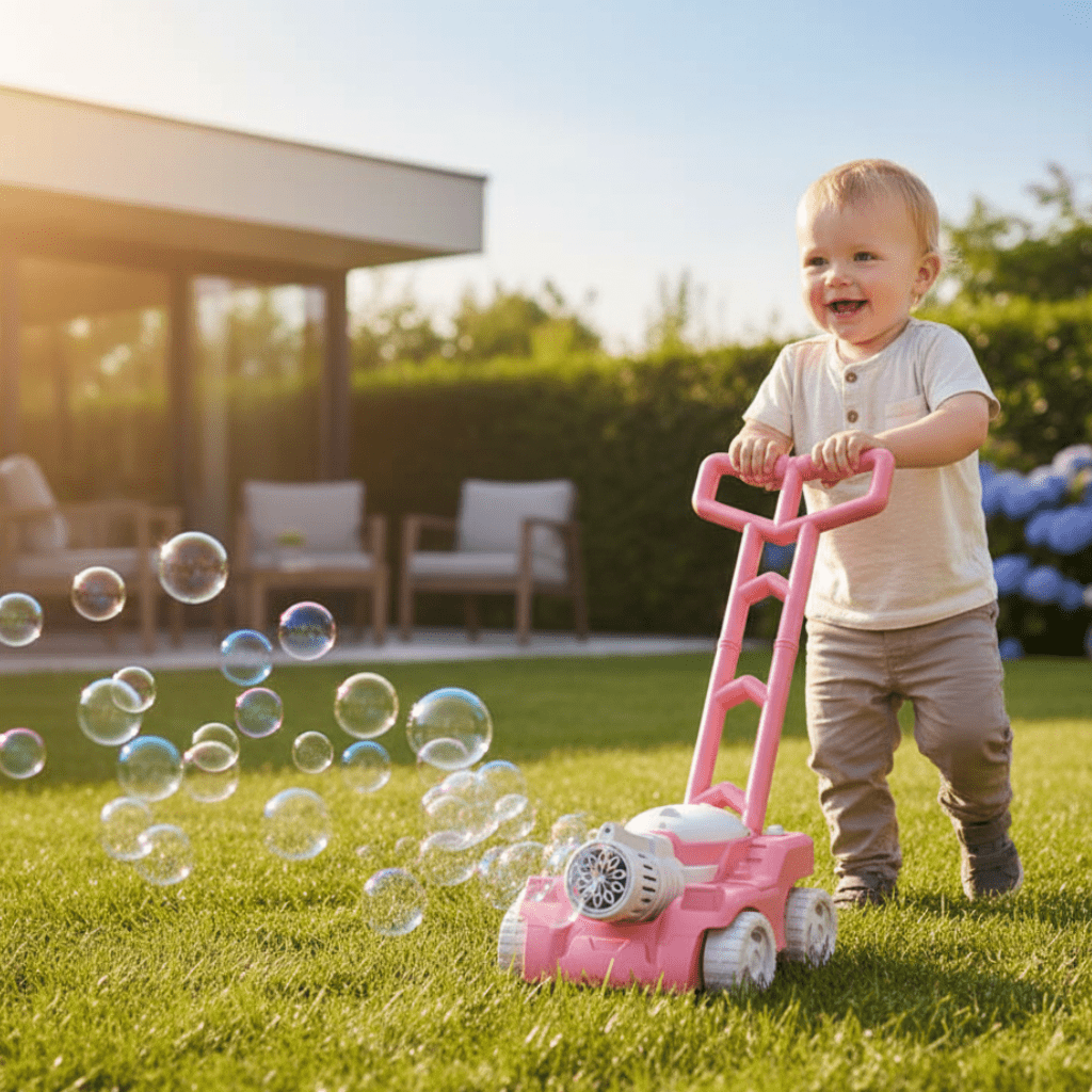 Childrens Lawn Mower, Bubble Machine Toy Lawn Mower with Bubble Solution