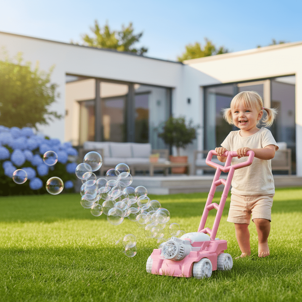 Childrens Lawn Mower, Bubble Machine Toy Lawn Mower with Bubble Solution, Outdoor Toys, Garden Toys for Kids