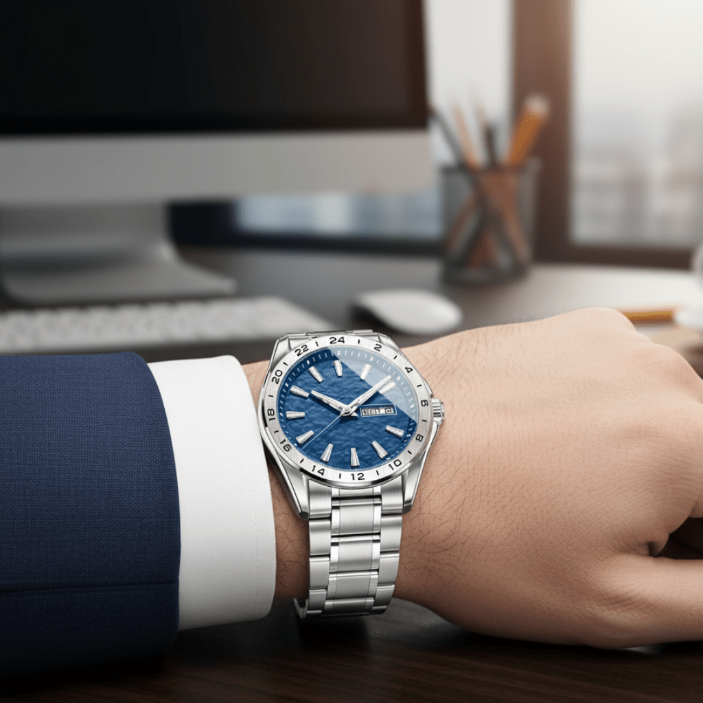 Mens Sports Watch with Luminous Display, Stainless Steel Watch Men with Ergonomic Bracelet – image 4