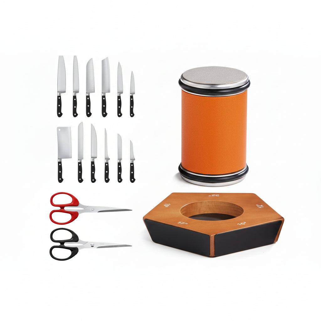 Rolling Knife Sharpener, Diamond Knife Sharpener with Magnetic Angle Guide, Manual Sharpening Tool for Kitchen Knives_01
