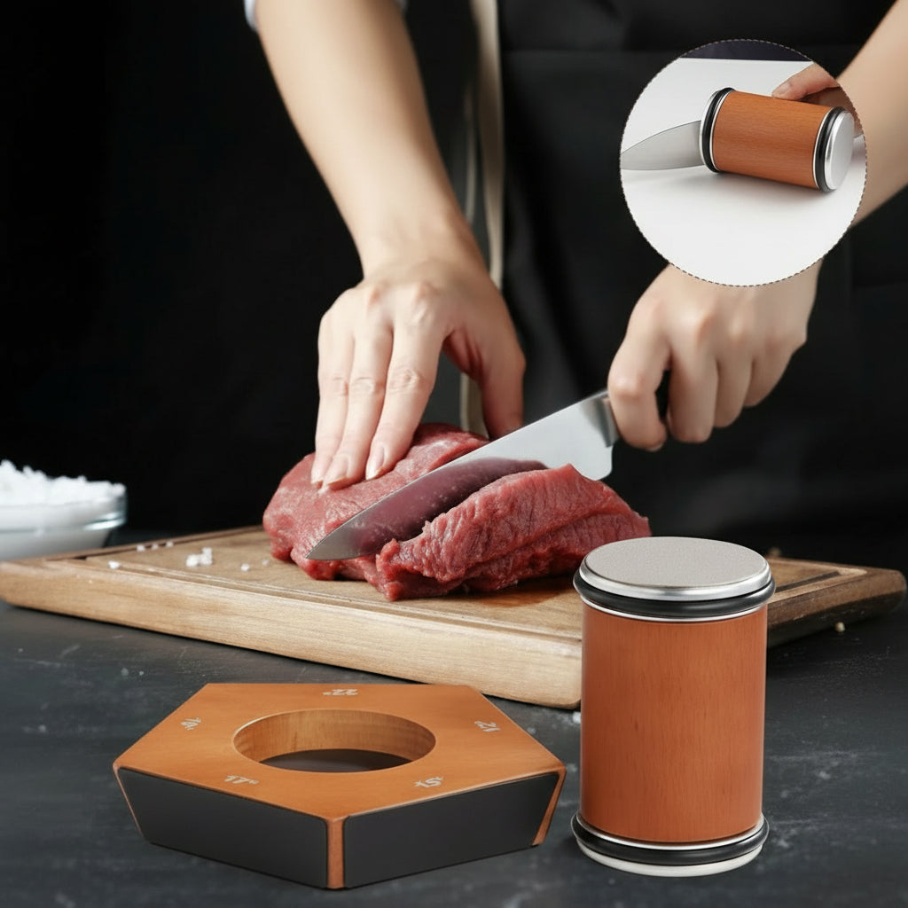 Rolling Knife Sharpener, Diamond Knife Sharpener with Magnetic Angle Guide, Manual Sharpening Tool for Kitchen Knives_04