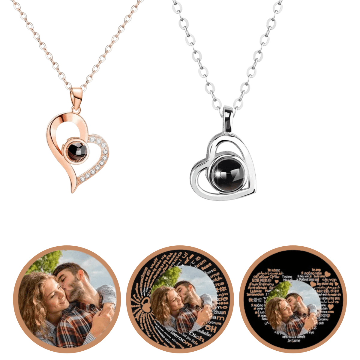 Personalised Necklace with Photo, Heart Necklace Projecting I Love You in 100 Languages – image 4