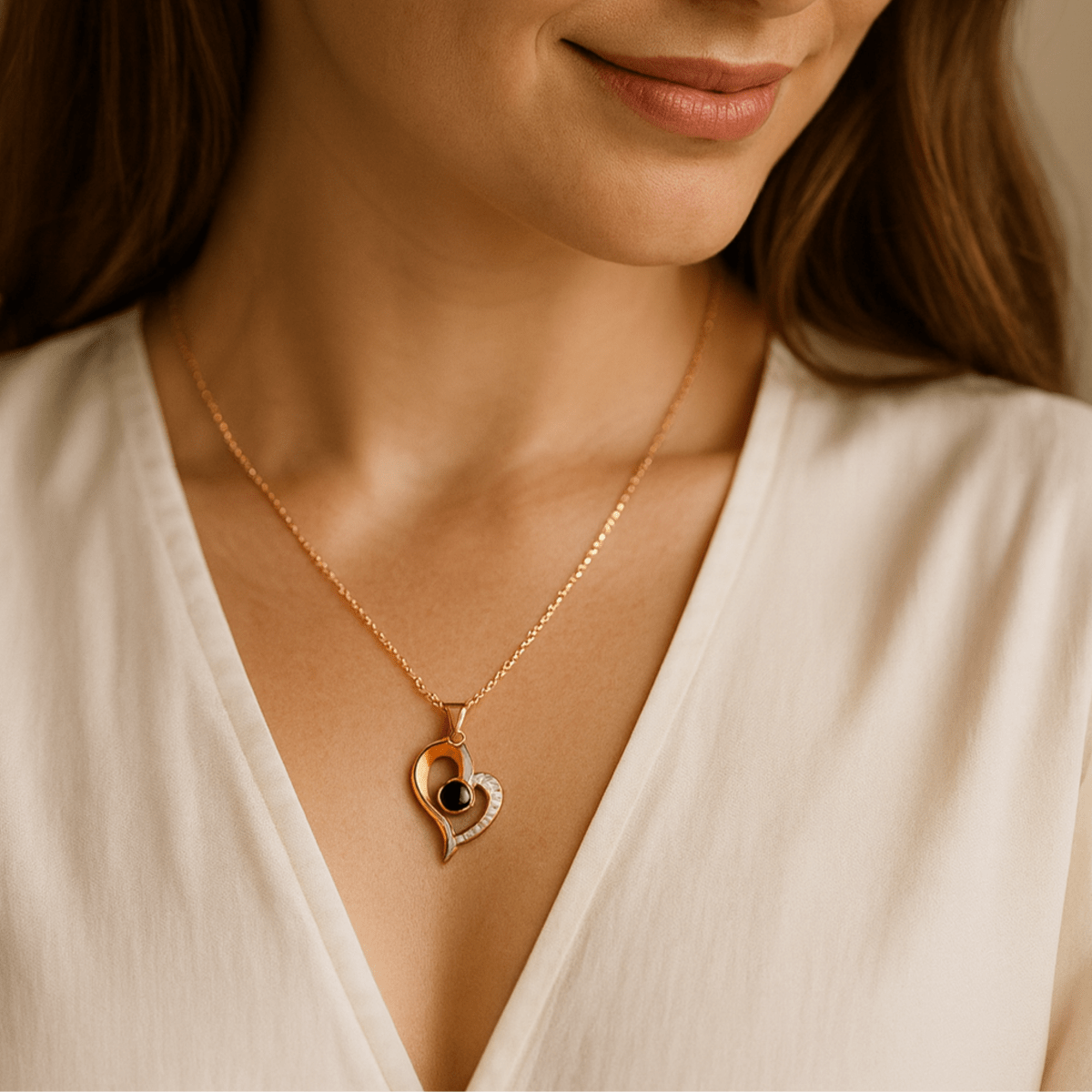Personalised Necklace with Photo, Heart Necklace Projecting I Love You in 100 Languages