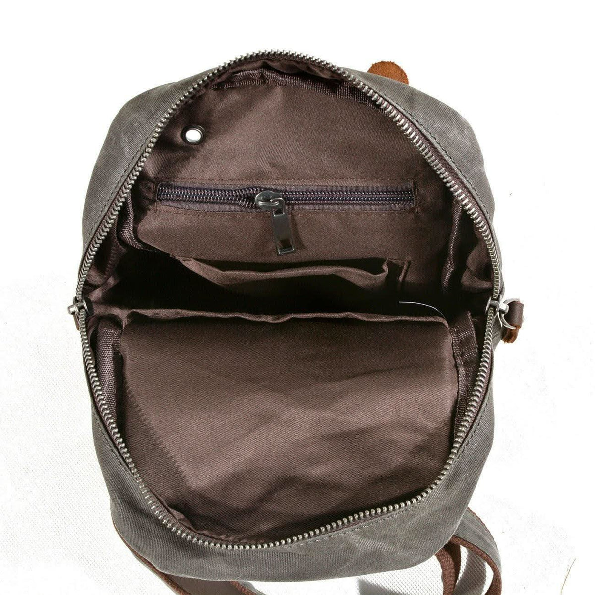 Canvas Sling Backpack, Sling Bags with Vegan Leather Trim and Multiple Compartments – image 8