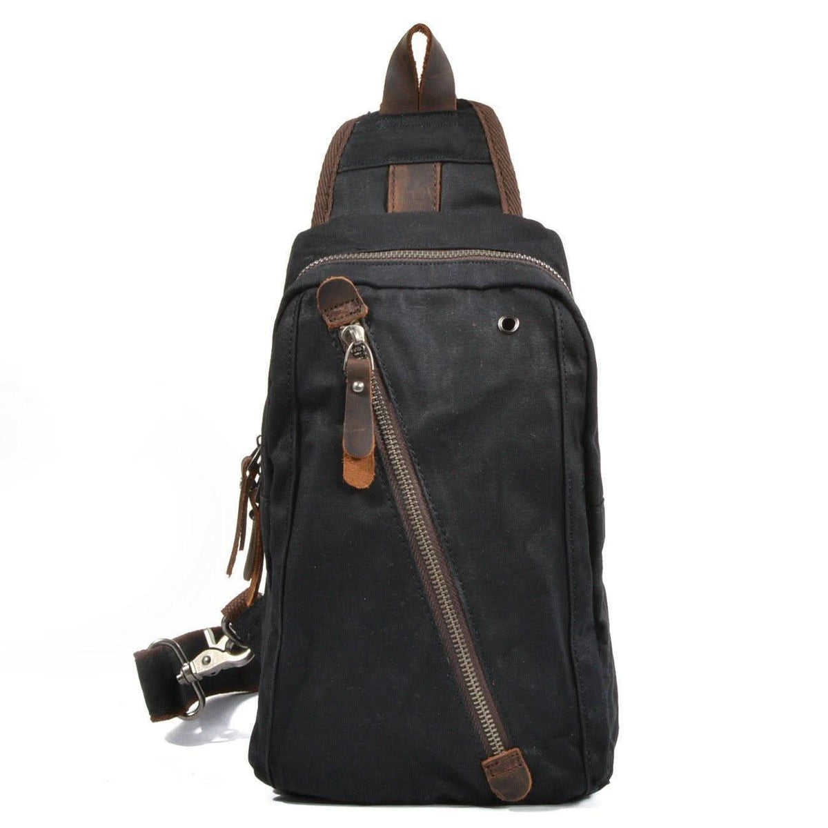 Canvas Sling Backpack, Sling Bags with Vegan Leather Trim and Multiple Compartments, Travel Sling Bag for – image 11