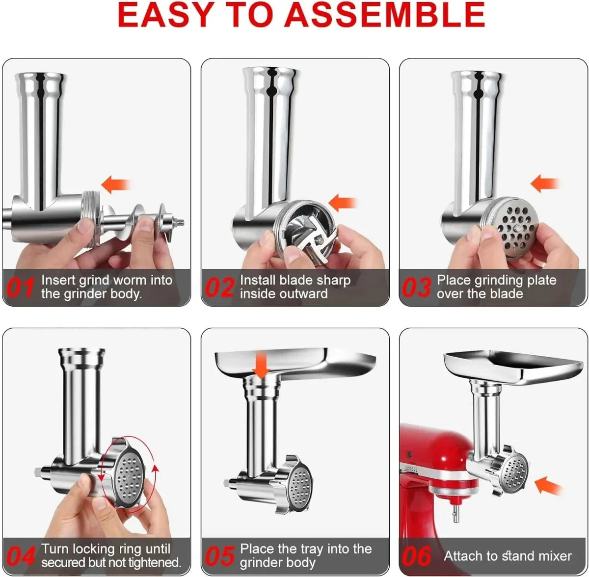 Metal Meat Grinder Attachment for Stand Mixer, Meat Mincer, Food Grinder for Home Kitchen Preparation_03