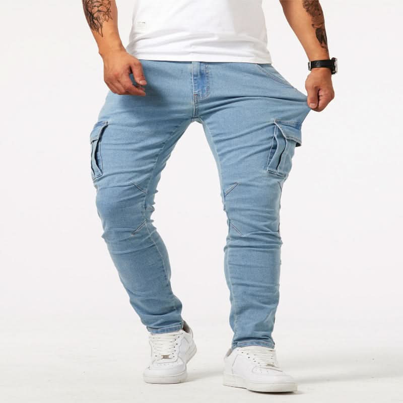 Mens Cargo Jeans, Slim Fit Stretch Mens Jeans with Pockets – image 7