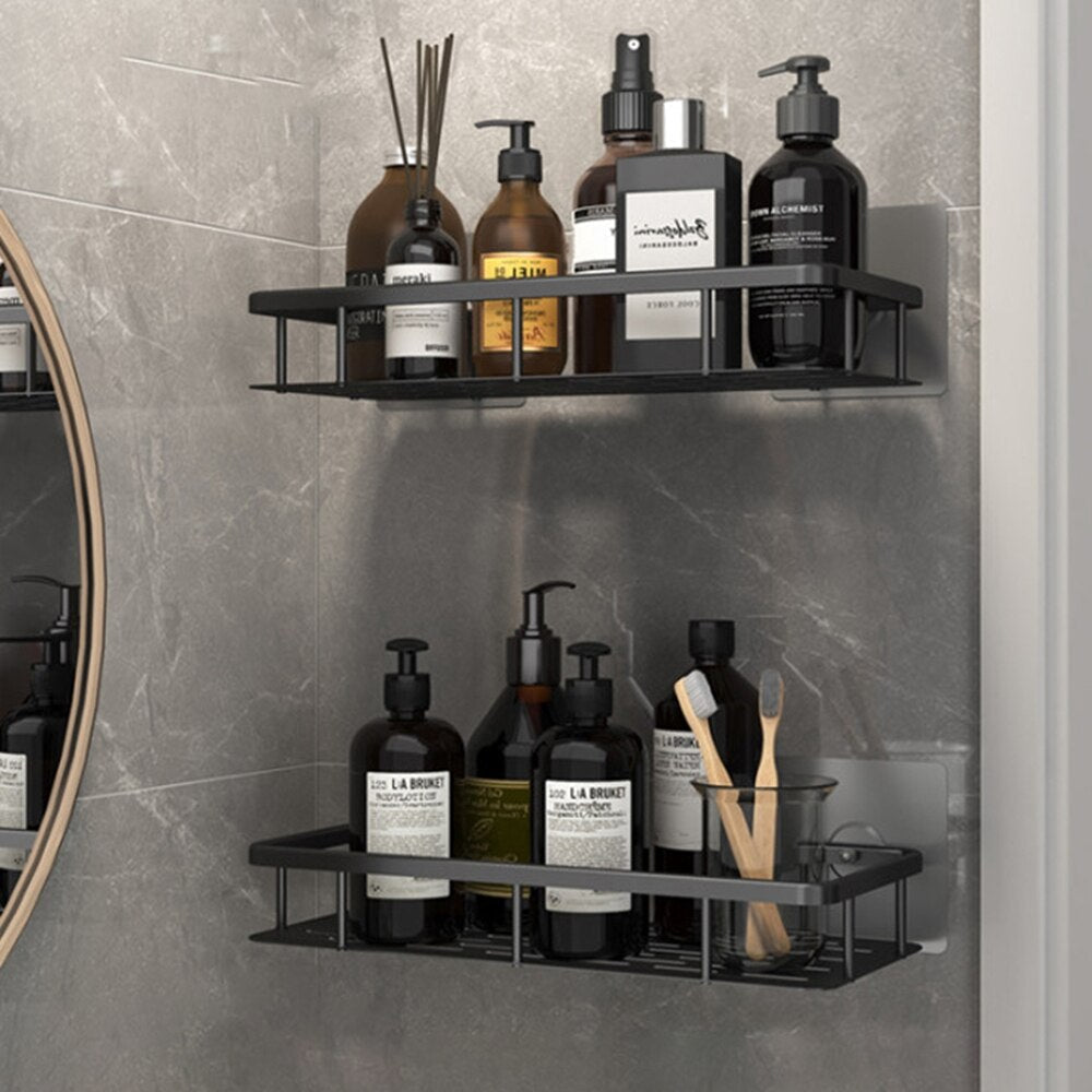 Modern Metal Bathroom Shelf | Durable Suction Cup Storage for Space-Saving Organization 12