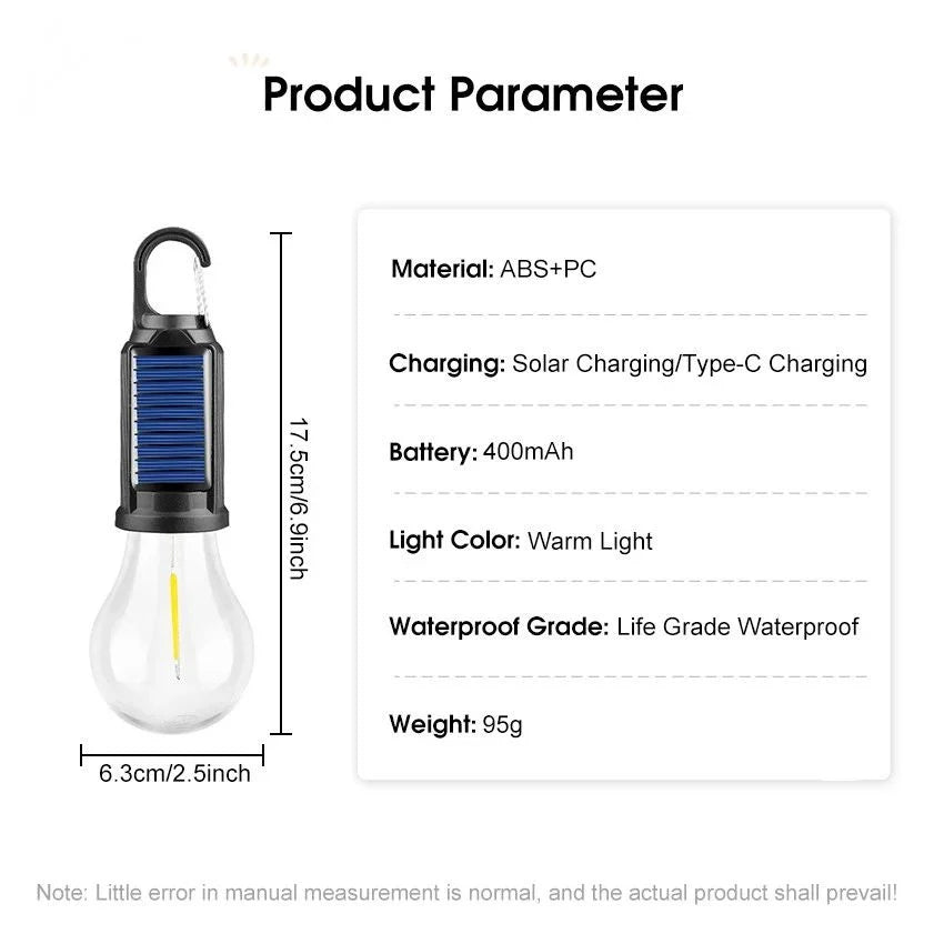 Solar Light Bulb, Rechargeable Camping Light with Hook for Tent, Emergency Light for Hiking and Fishing_05