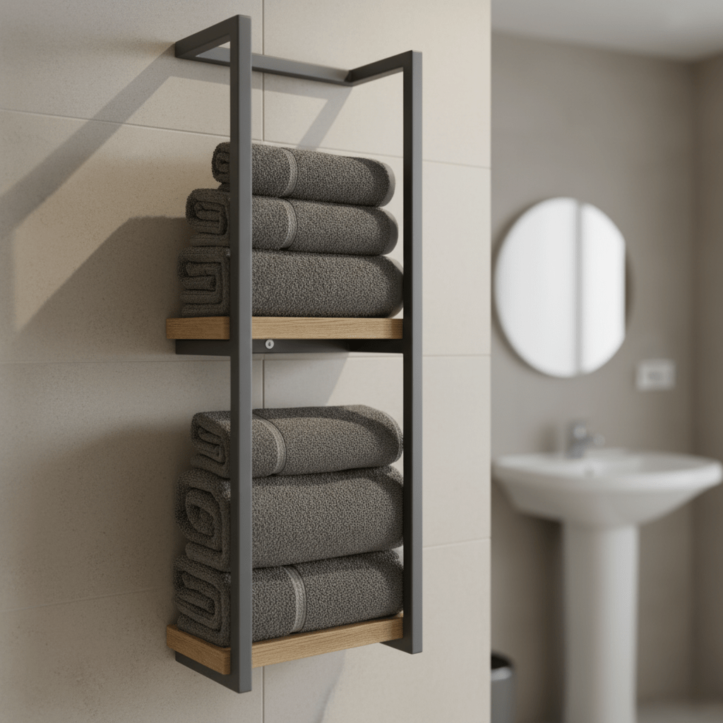 Wall Mounted Towel Holder, Stainless Steel Bathroom Towel Storage, Rust Resistant Towel Rack for Bathroom and Spa_00