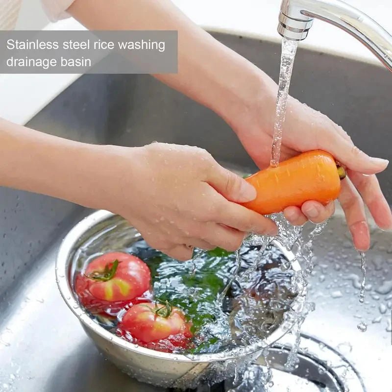 Stainless Steel Colander with Fine Holes, Rice Washing Bowl – image 5