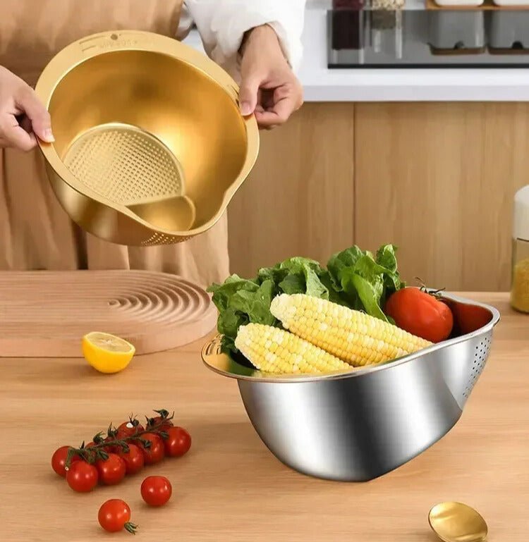 Stainless Steel Colander with Fine Holes, Kitchen Sieve for Pasta and Vegetables – image 6