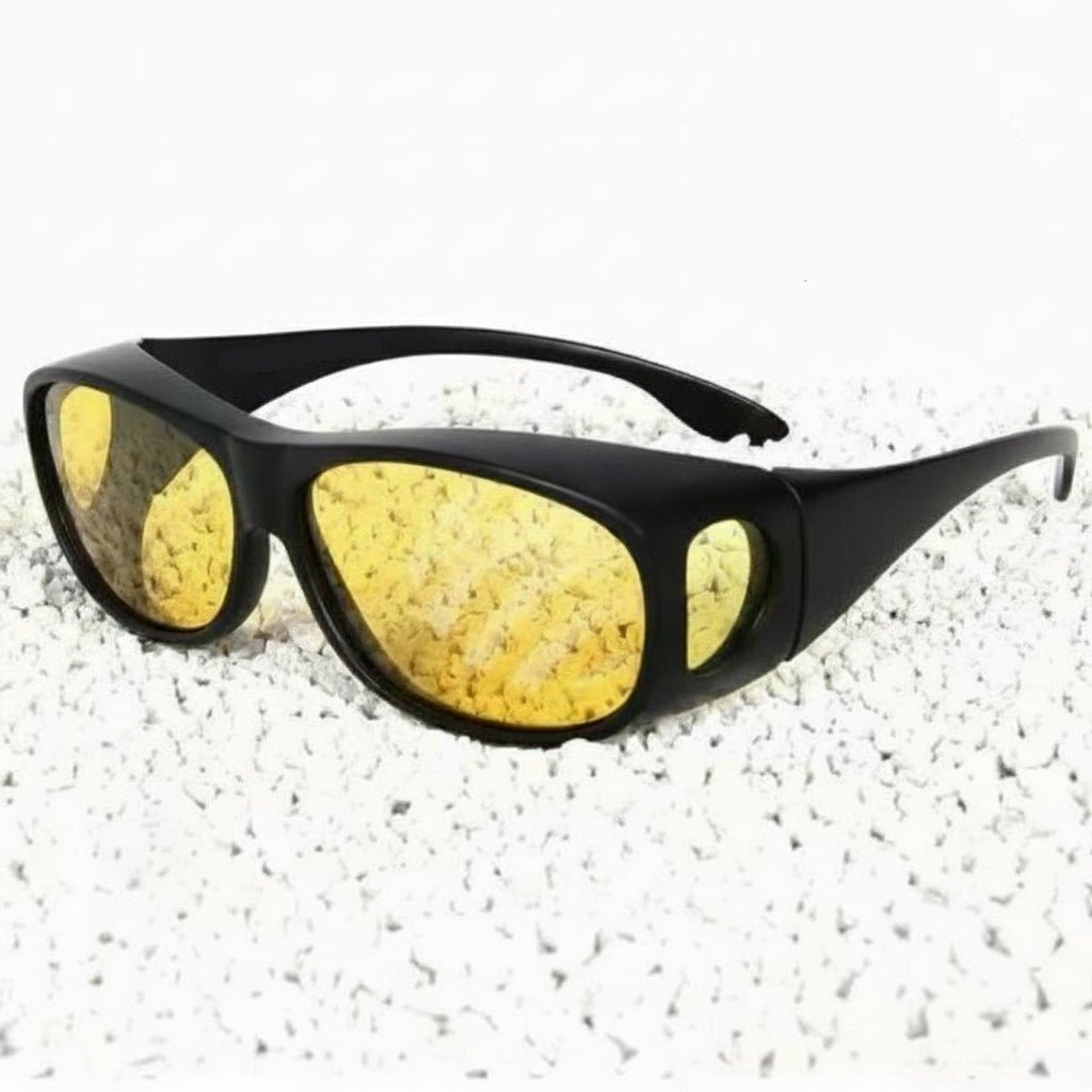 Night Driving Glasses Fit Over Specs, Anti Glare Glasses with Yellow HD Lens