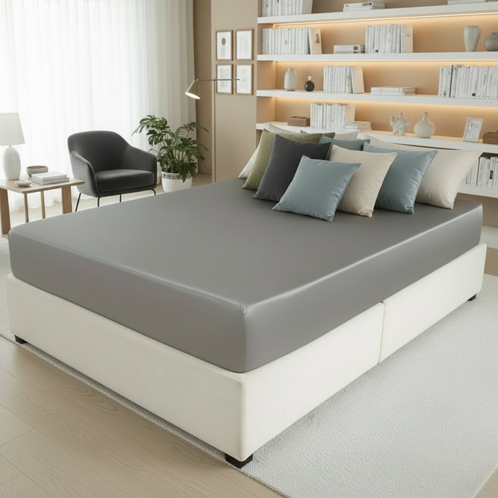 Fitted Bed Sheets, King Size Fitted Sheet, Cooling Bedding in Smooth Elastic Polyester for Single and Queen Beds_00