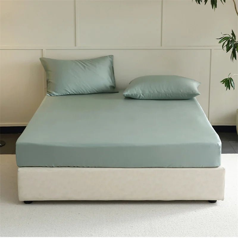 Fitted Bed Sheets, King Size Fitted Sheet, Cooling Bedding in Smooth Elastic Polyester for Single and Queen Beds_06