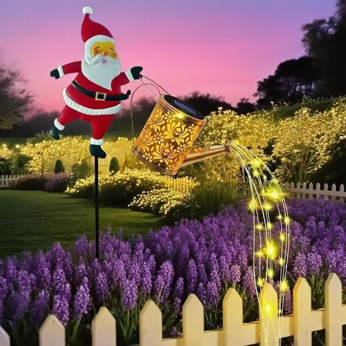 Solar Garden Lantern, Santa Watering Can Christmas Lantern, Outdoor Christmas Decorations, Solar Garden Light IP44_07