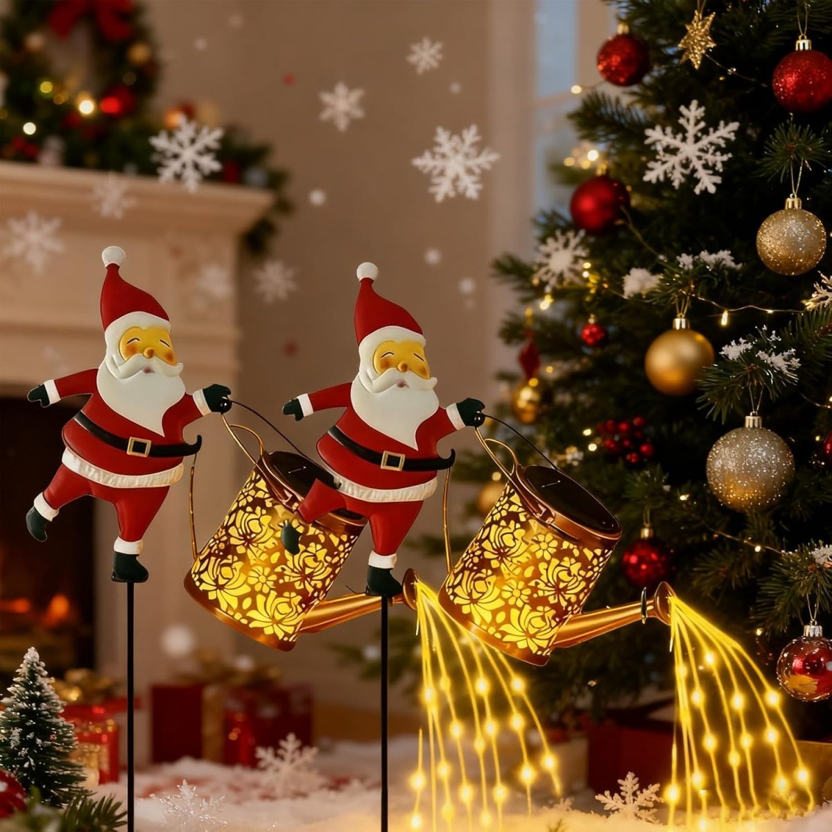 Solar Garden Lantern, Santa Watering Can Christmas Lantern, Outdoor Christmas Decorations, Solar Garden Light IP44_09