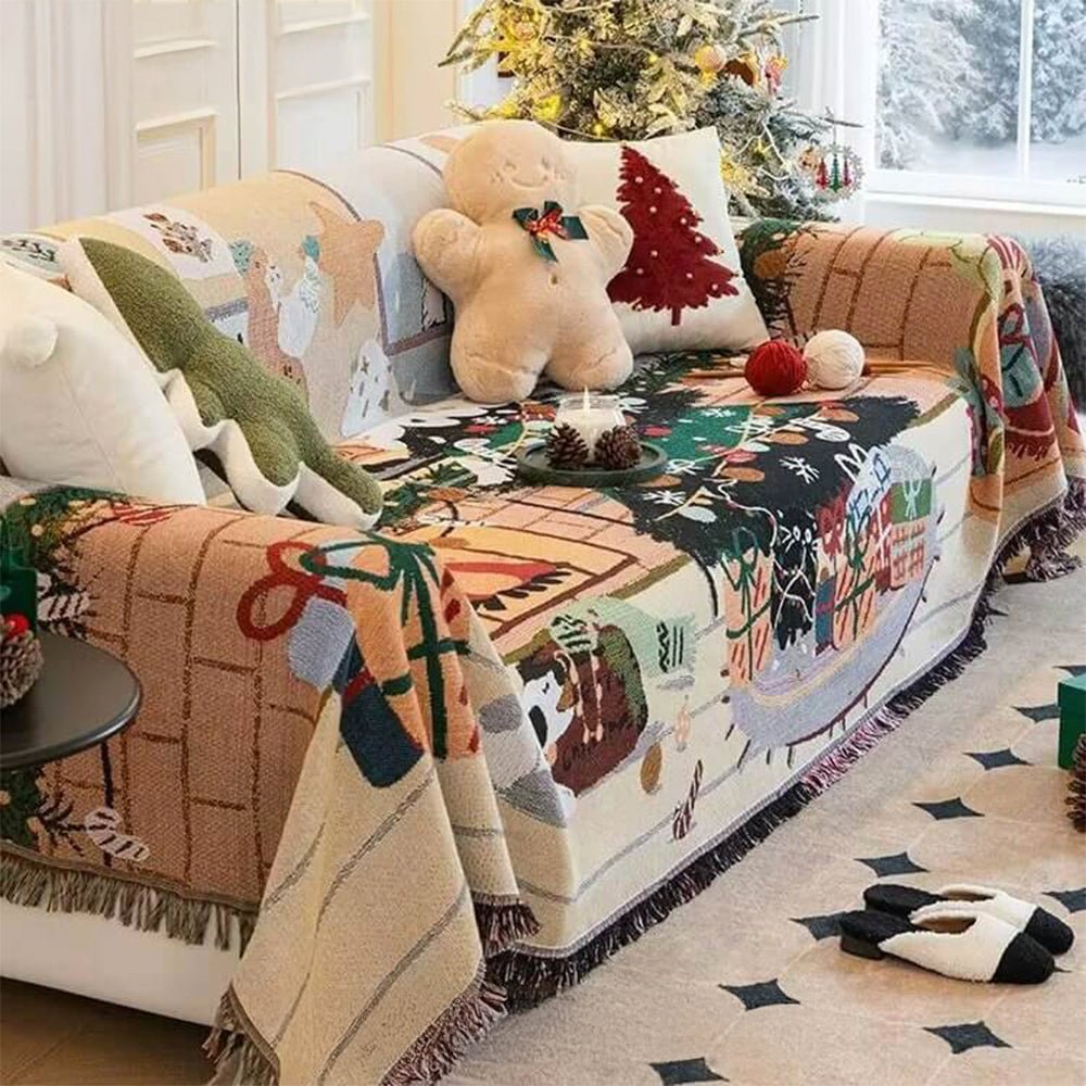 Christmas Sofa Cover, Stretch Sofa Slipcover with Festive Knit Pattern