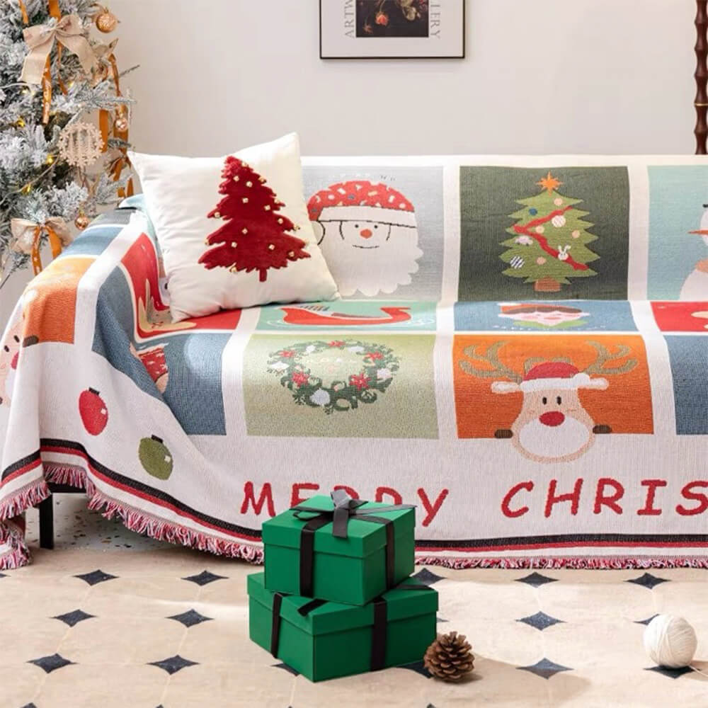 Christmas Sofa Cover, Machine Washable Couch Cover for Christmas Decor