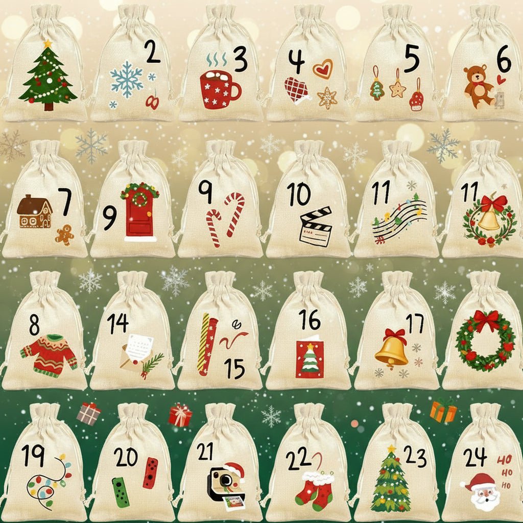 Fabric Advent Calendar with 24 Numbered Bags and Wooden Clips – image 6