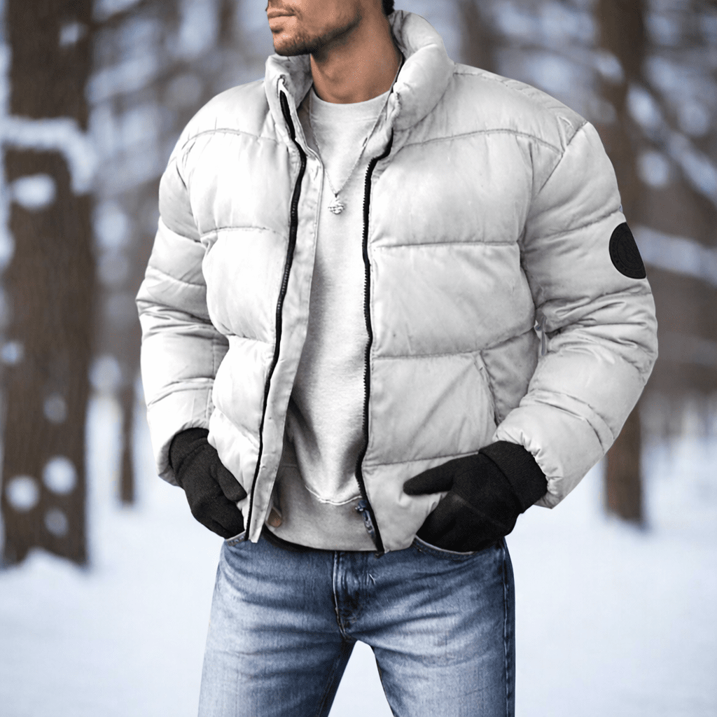 Mens Puffer Jacket, Mens Down Jacket with Stand Collar – image 5