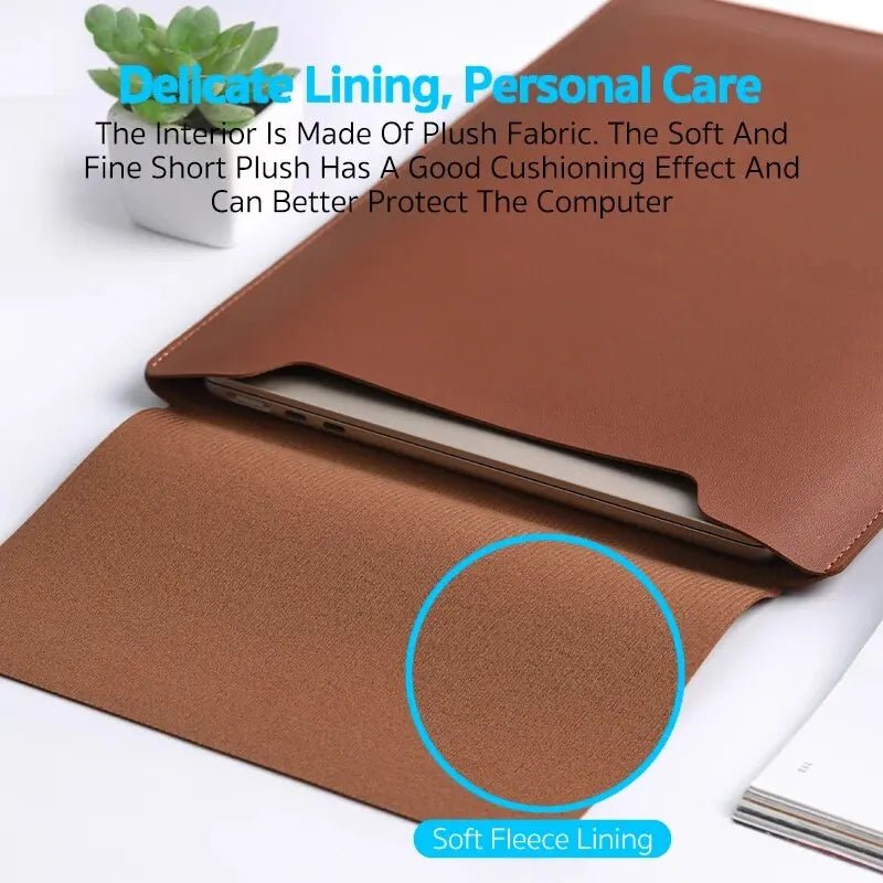 PU Leather Laptop Sleeve, Leather Laptop Bag with Plush Lining