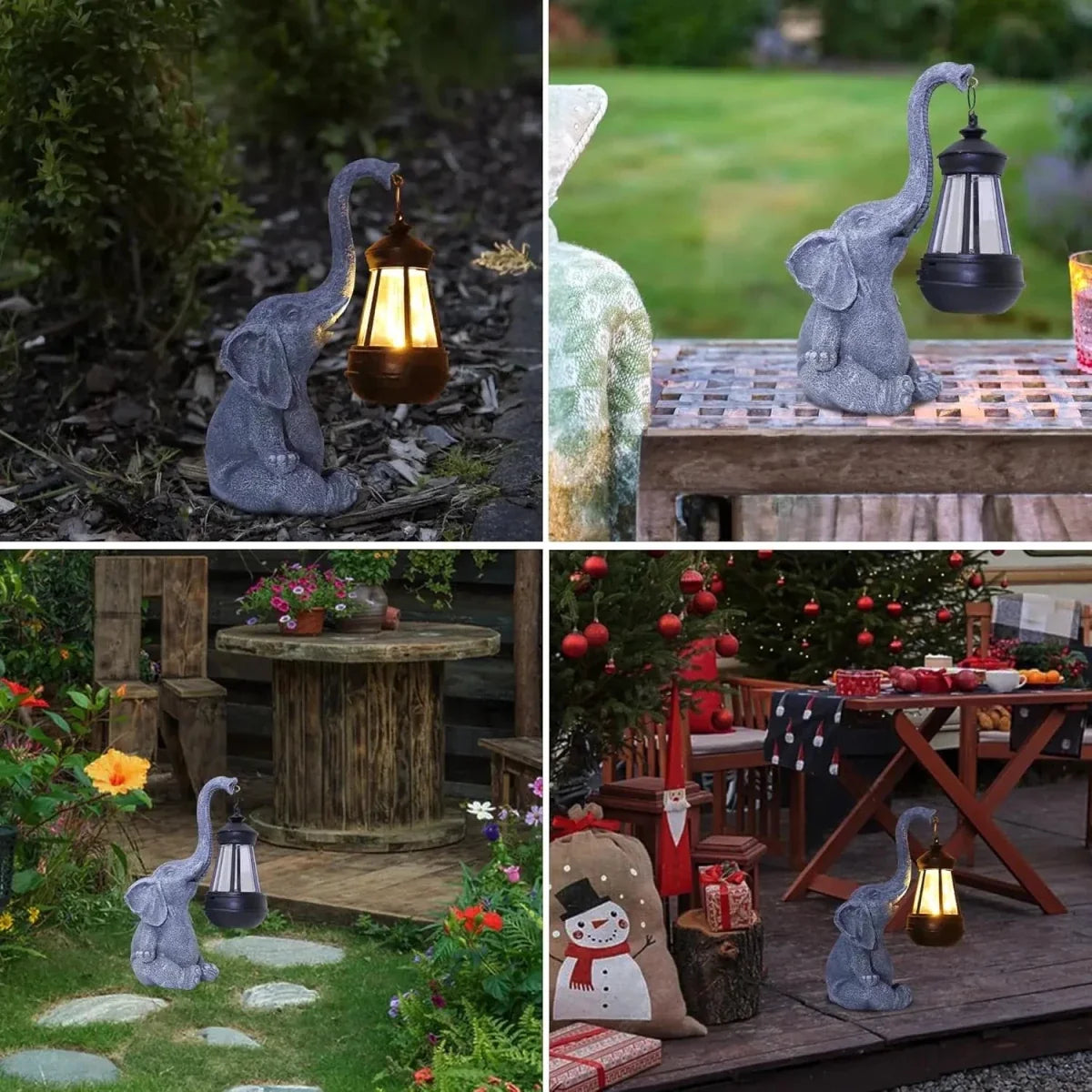 Elephant Garden Statues with Solar Lantern, Solar Garden Lights for Outdoor, Garden Ornaments and Decoration_05
