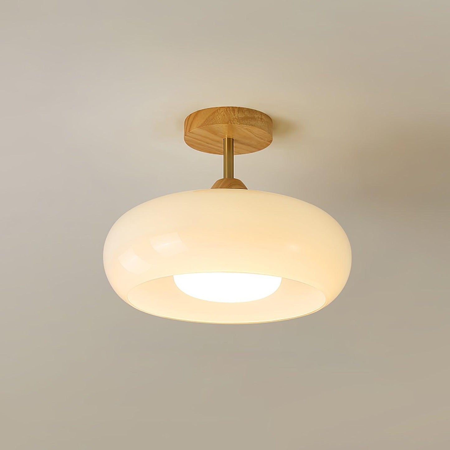 NordicAura | Elegant Wooden Glass Semi-Flush Mount Ceiling Light 9
