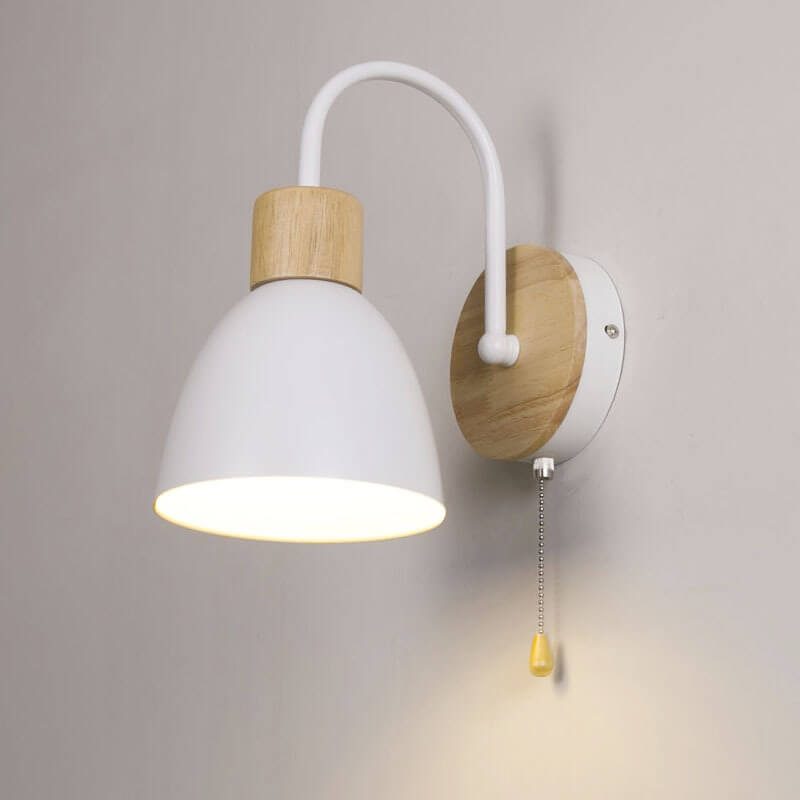 NordicAura | Stylish Elegant Wooden Dome Wall Light with Pull Switch 5