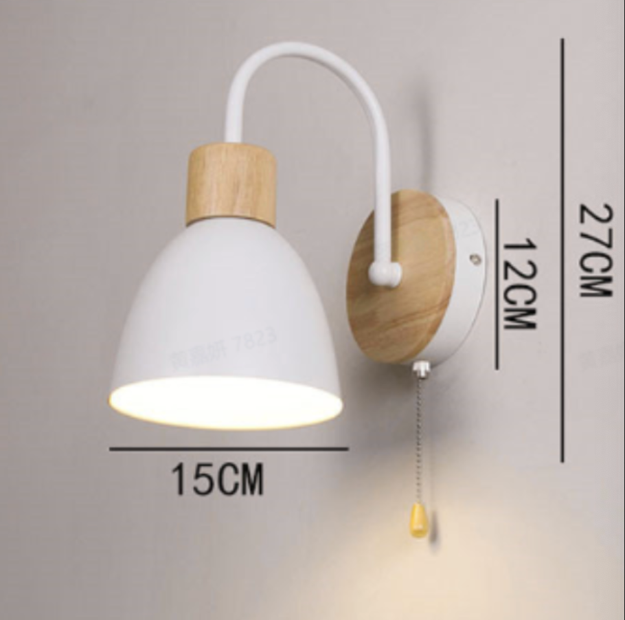 NordicAura | Stylish Elegant Wooden Dome Wall Light with Pull Switch 6