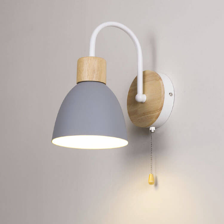 NordicAura | Stylish Elegant Wooden Dome Wall Light with Pull Switch 8
