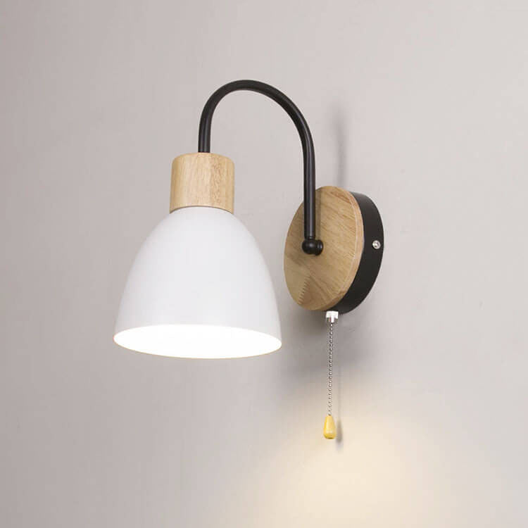 NordicAura | Stylish Elegant Wooden Dome Wall Light with Pull Switch 9