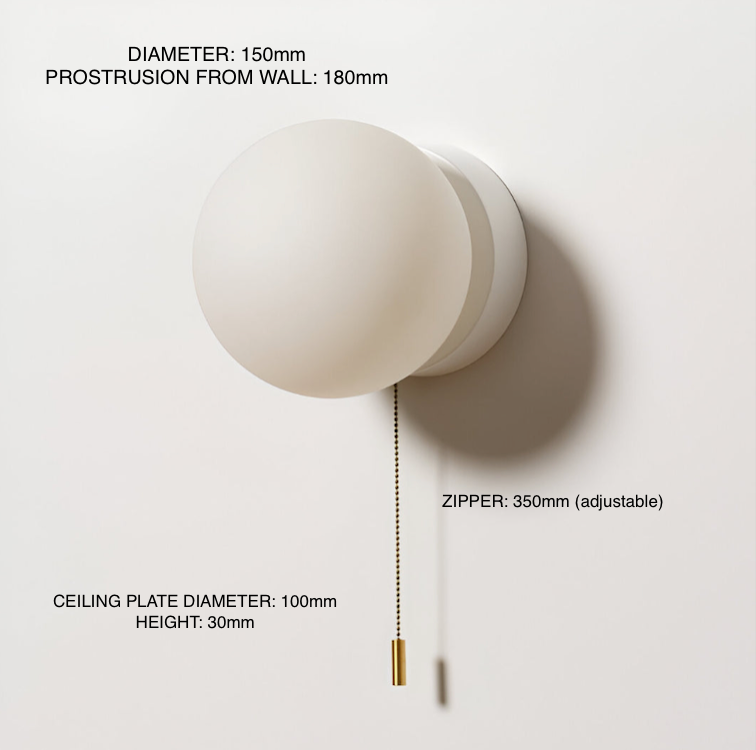 Nordic Minimalist | Glass Globe Wall Sconce with Pull Cord | Elegant Lighting for Cozy Ambience 6