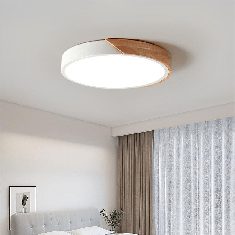 LED Ceiling Lights for Living Room, Nordic Wood Look Ceiling Light, Round LED Ceiling Lamp for Small and Medium Rooms_02