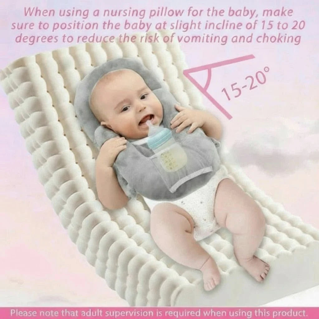Nursing Pillow with Bottle Holder, Breastfeeding Pillow for Newborn, Newborn Feeding Pillow in Crystal Velvet_09