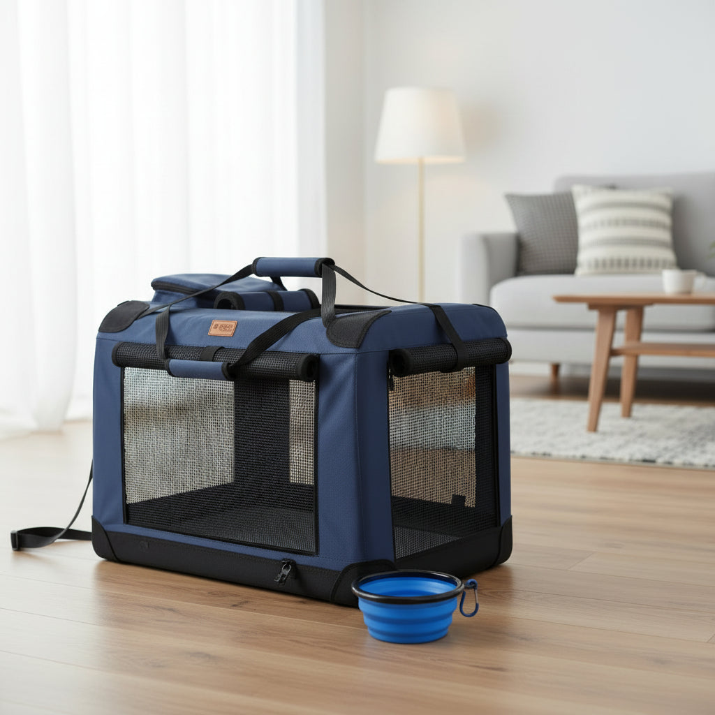 Cat Carrier, Foldable Pet Carrier Bag with Mesh Windows, Small Dog Carrier for Travel with Pets up to 9 kg