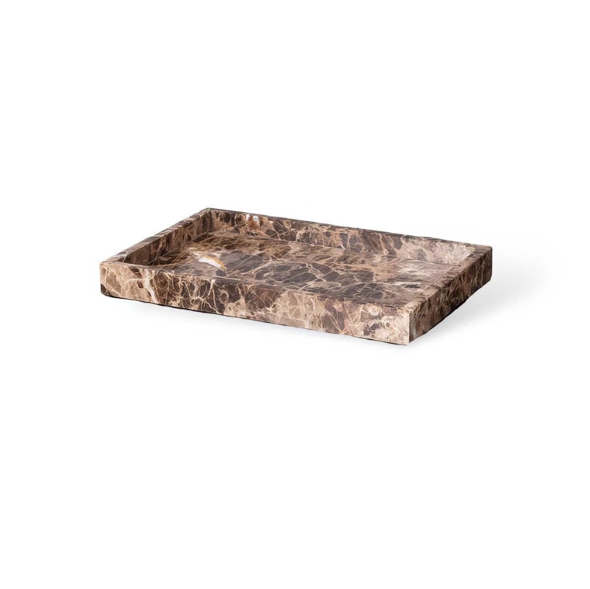 Bathroom Accessories Marble Look, Soap Dispenser, Toothbrush Holder, Soap Dish, Tissue Box, Bathroom Tray in Dark Brown_12