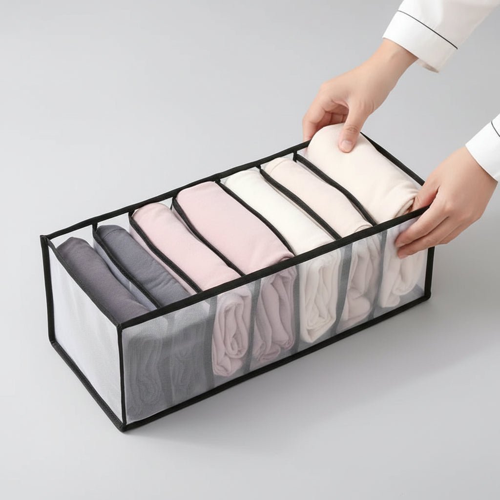 Drawer Organizer for Underwear, Wardrobe Organisers with Grid Compartments, Fabric Clothes Organiser for Socks and Bras_12