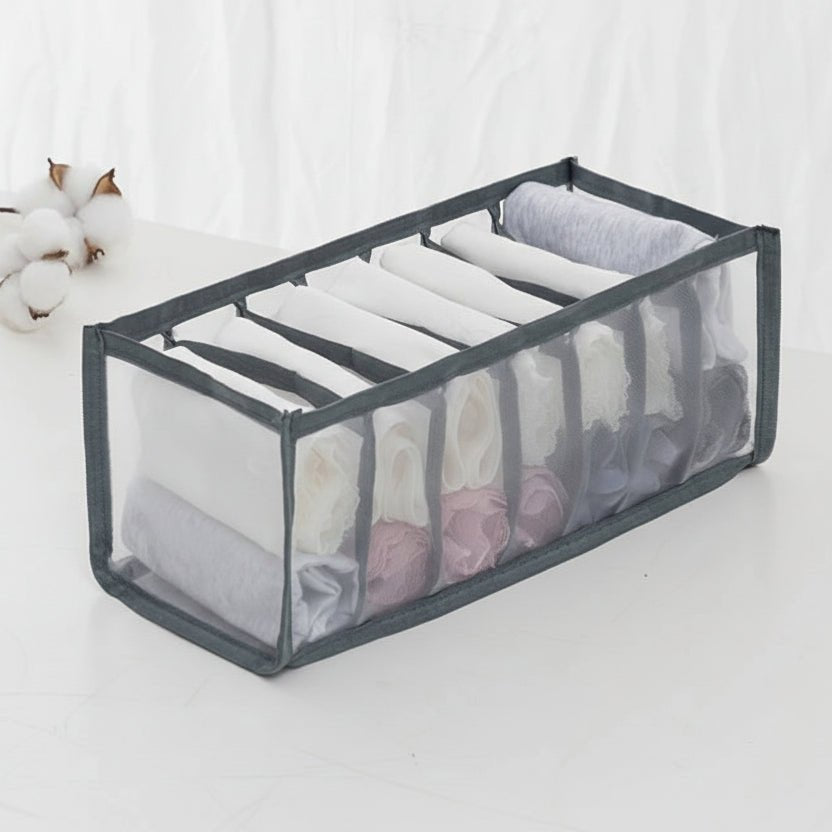 Drawer Organizer for Underwear, Wardrobe Organisers with Grid Compartments, Fabric Clothes Organiser for Socks and Bras_17