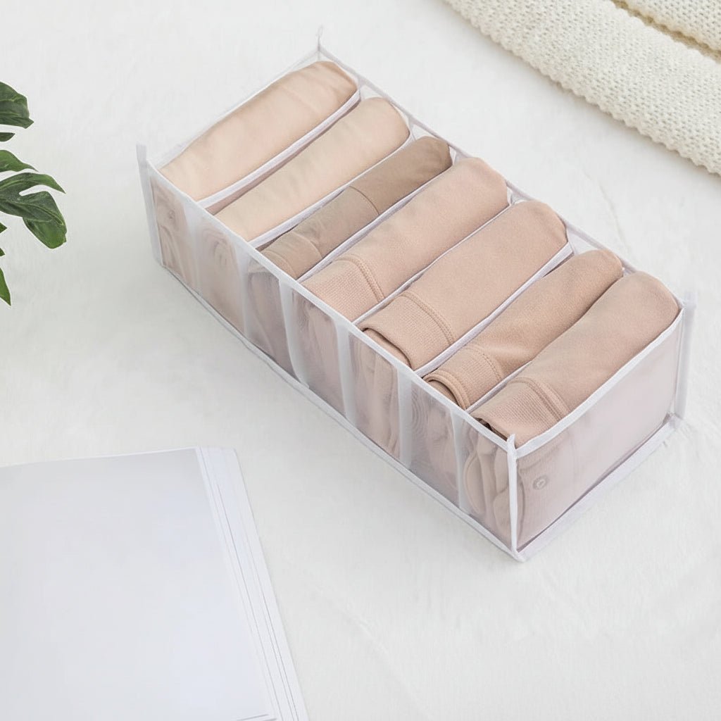 Drawer Organizer for Underwear, Wardrobe Organisers with Grid Compartments, Fabric Clothes Organiser for Socks and Bras_20